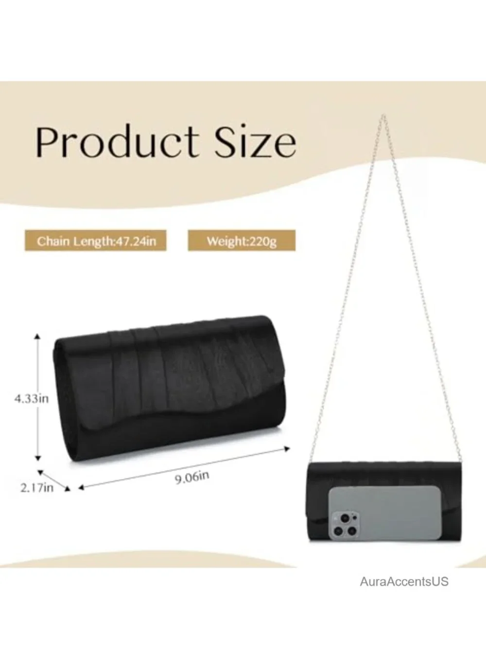 Elegant Pleated Satin Clutch Purse for Women Formal Evening Bag Party Prom